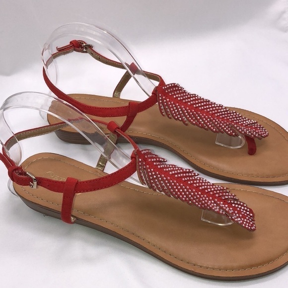 Carlos Santana Sparkle Leaf Red Sandals Size 9.5-10 - Picture 2 of 6